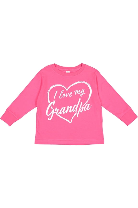 I Love My Grandpa in White Chalk Heart Boys or Girls Long Sleeve Toddler T-Shirt