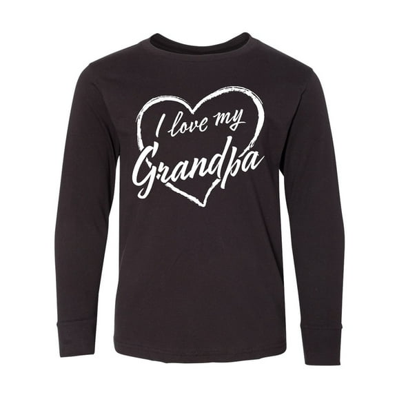 Inktastic I Love My Grandpa in White Chalk Heart Long Sleeve Youth T-Shirt