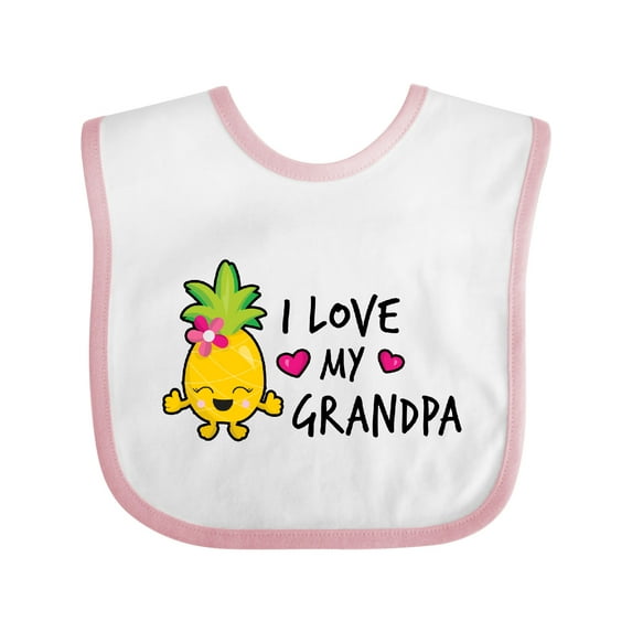 Inktastic I Love My Grandpa with Pineapple Girls Baby Bib