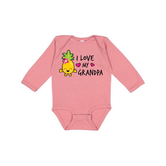 Inktastic I Love My Grandpa with Pineapple Girls Long Sleeve Baby Bodysuit