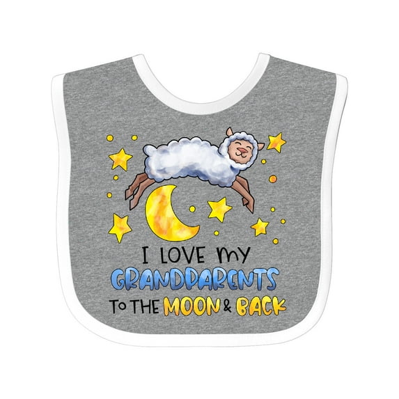 Inktastic I Love My Grandparents to the Moon and Back Cute Sheep Boys or Girls Baby Bib
