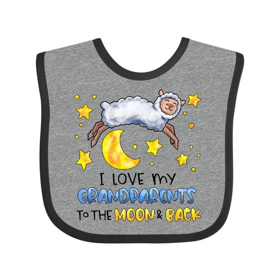 Inktastic I Love My Grandparents to the Moon and Back Cute Sheep Boys or Girls Baby Bib