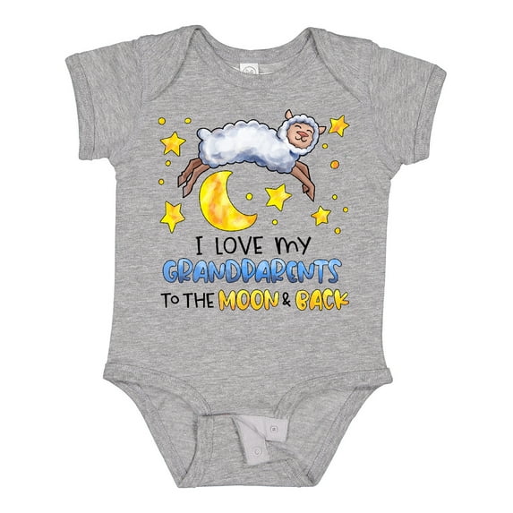 Inktastic I Love My Grandparents to the Moon and Back Cute Sheep Boys or Girls Baby Bodysuit