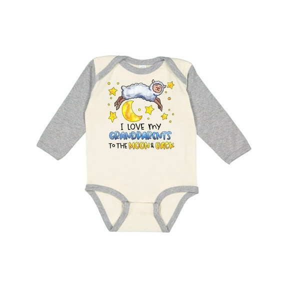Inktastic I Love My Grandparents to the Moon and Back Cute Sheep Boys or Girls Long Sleeve Baby Bodysuit