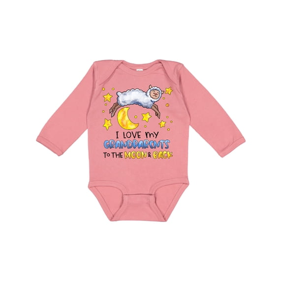 Inktastic I Love My Grandparents to the Moon and Back Cute Sheep Boys or Girls Long Sleeve Baby Bodysuit