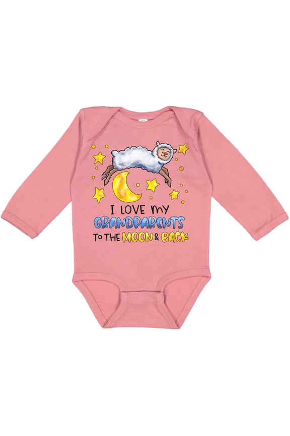 I Love My Grandparents to the Moon and Back Cute Sheep Boys or Girls Long Sleeve Baby Bodysuit