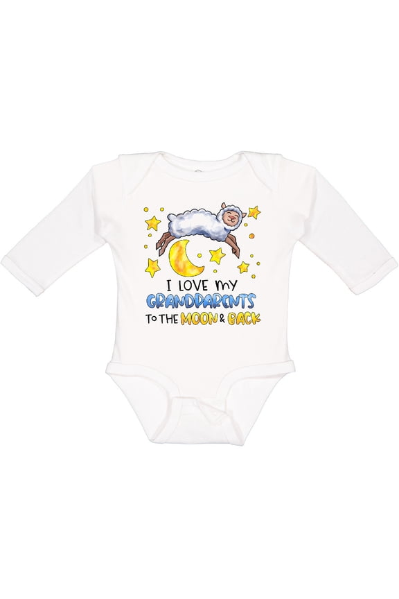 I Love My Grandparents to the Moon and Back Cute Sheep Boys or Girls Long Sleeve Baby Bodysuit