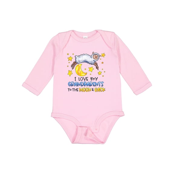 Inktastic I Love My Grandparents to the Moon and Back Cute Sheep Boys or Girls Long Sleeve Baby Bodysuit