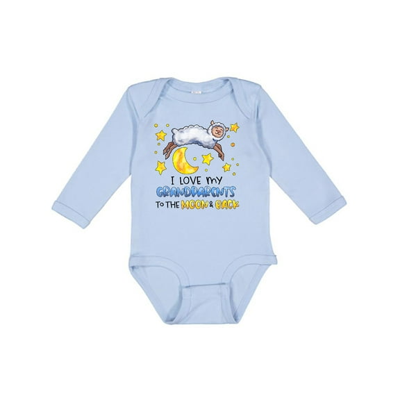 Inktastic I Love My Grandparents to the Moon and Back Cute Sheep Boys or Girls Long Sleeve Baby Bodysuit
