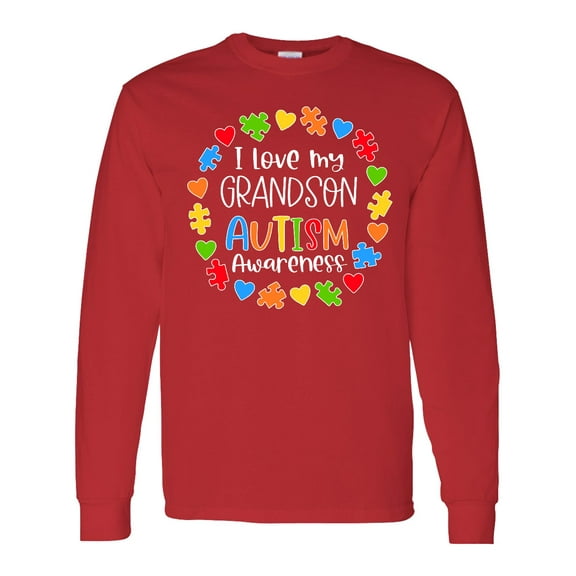 Inktastic I Love My Grandson Autism Awareness Long Sleeve T-Shirt