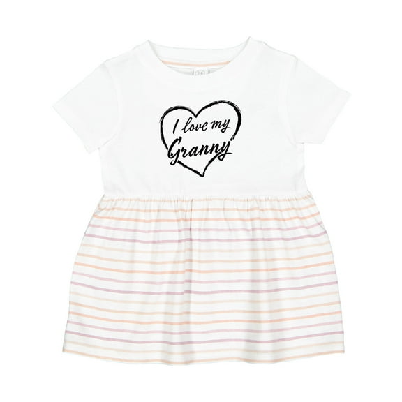 Inktastic I Love My Granny in Black Chalk Heart Girls Baby Dress