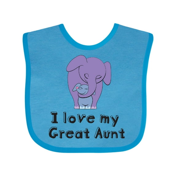 Inktastic I Love My Great Aunt Elephant Purple Blue Boys Baby Bib