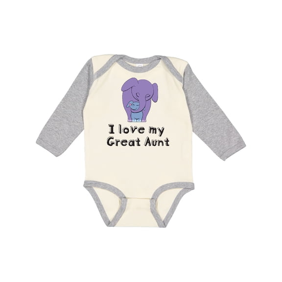 Inktastic I Love My Great Aunt Elephant Purple Blue Boys Long Sleeve Baby Bodysuit