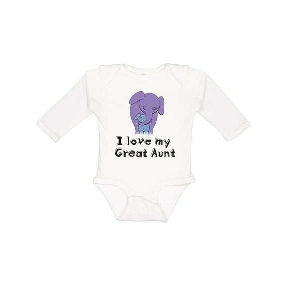 Inktastic I Love My Great Aunt Elephant Purple Blue Boys Long Sleeve Baby Bodysuit