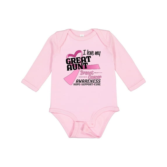 Inktastic I Love My Great Aunt-breast Cancer Awareness Boys or Girls Long Sleeve Baby Bodysuit