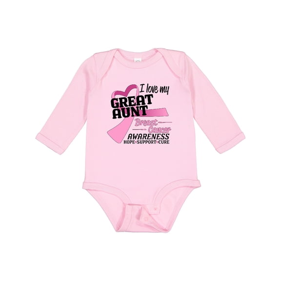 Inktastic I Love My Great Aunt-breast Cancer Awareness Boys or Girls Long Sleeve Baby Bodysuit