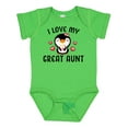 thumbnail image 1 of Inktastic I Love My Great Aunt with Cute Penguin and Hearts Girls Baby Bodysuit, 1 of 5