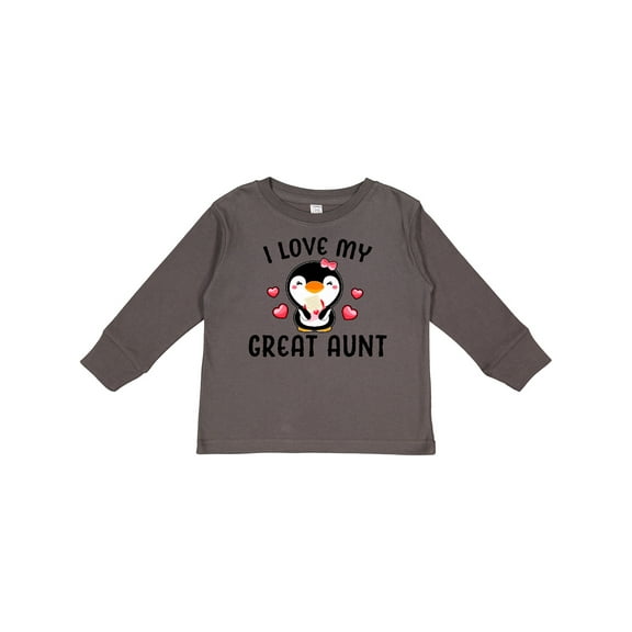 Inktastic I Love My Great Aunt with Cute Penguin and Hearts Girls Long Sleeve Toddler T-Shirt
