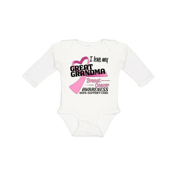 Inktastic I Love My Great Grandma- Breast Cancer Awareness- Hope, Support, Love Boys or Girls Long Sleeve Baby Bodysuit