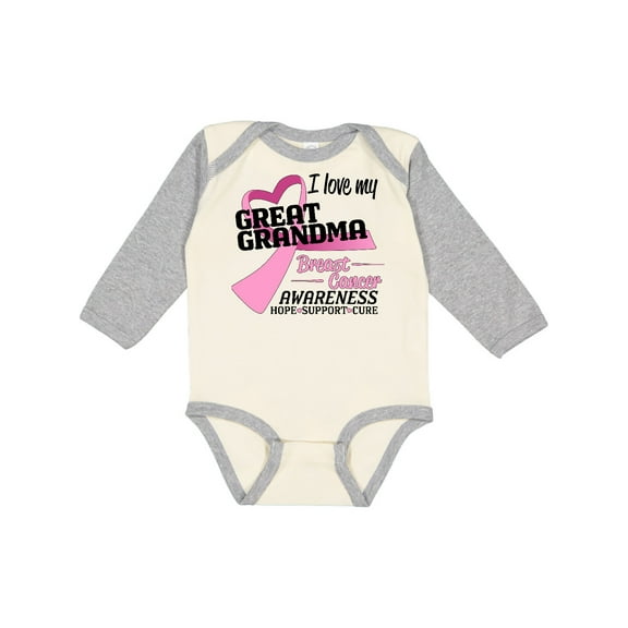 Inktastic I Love My Great Grandma- Breast Cancer Awareness- Hope, Support, Love Boys or Girls Long Sleeve Baby Bodysuit