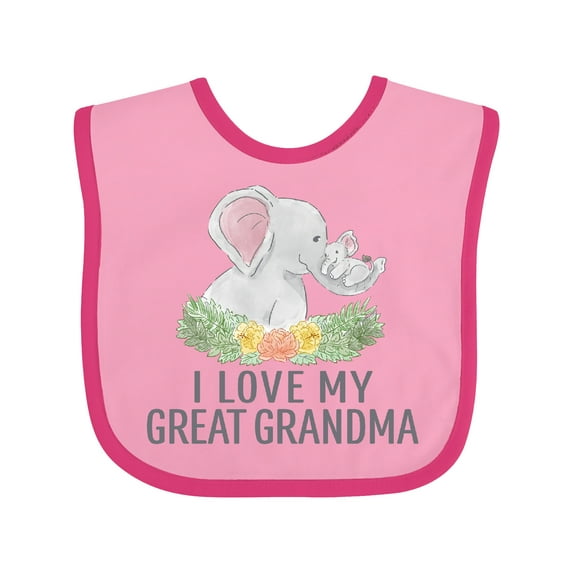 Inktastic I Love My Great Grandma Cute Elephants and Spring Flowers Boys or Girls Baby Bib