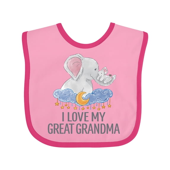 Inktastic I Love My Great Grandma Cute Elephants in Night Sky Boys or Girls Baby Bib