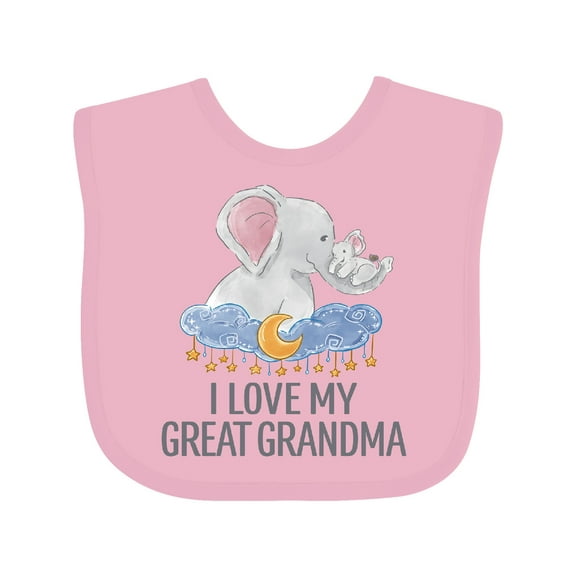 Inktastic I Love My Great Grandma Cute Elephants in Night Sky Boys or Girls Baby Bib