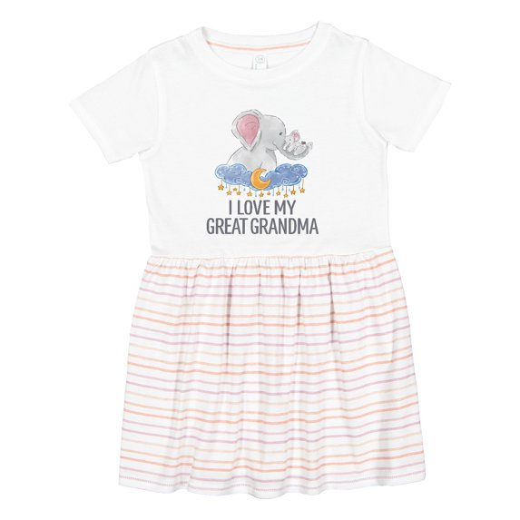 Inktastic I Love My Great Grandma Cute Elephants in Night Sky Girls Toddler Dress