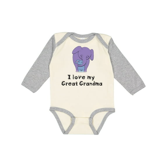 Inktastic I Love My Great Grandma Elephant Boys Long Sleeve Baby Bodysuit