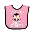 thumbnail image 1 of Inktastic I Love My Great Grandma with Cute Penguin and Hearts Girls Baby Bib, 1 of 4
