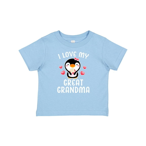 Inktastic I Love My Great Grandma with Cute Penguin and Hearts Girls Baby T-Shirt