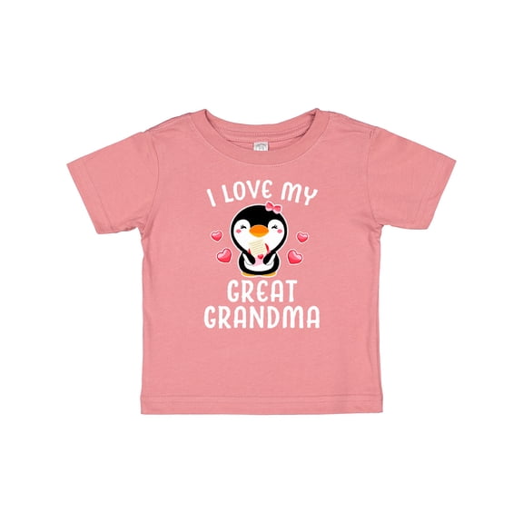 Inktastic I Love My Great Grandma with Cute Penguin and Hearts Girls Baby T-Shirt