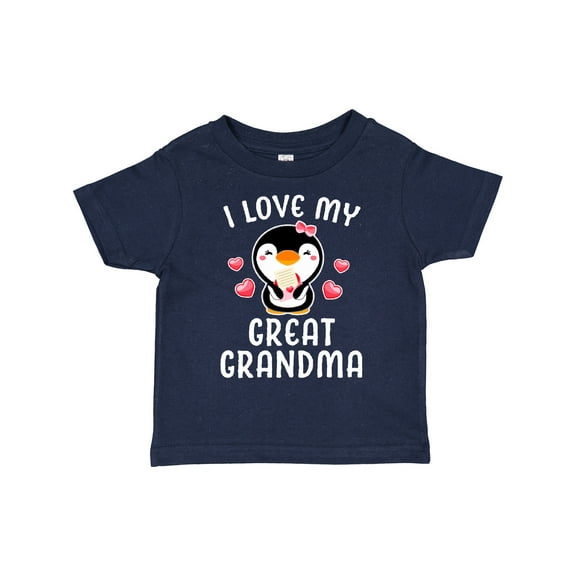 Inktastic I Love My Great Grandma with Cute Penguin and Hearts Girls Toddler T-Shirt