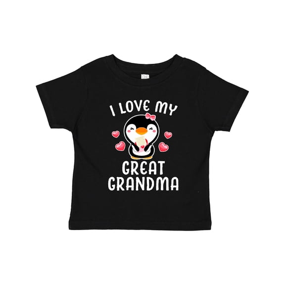 Inktastic I Love My Great Grandma with Cute Penguin and Hearts Girls Toddler T-Shirt