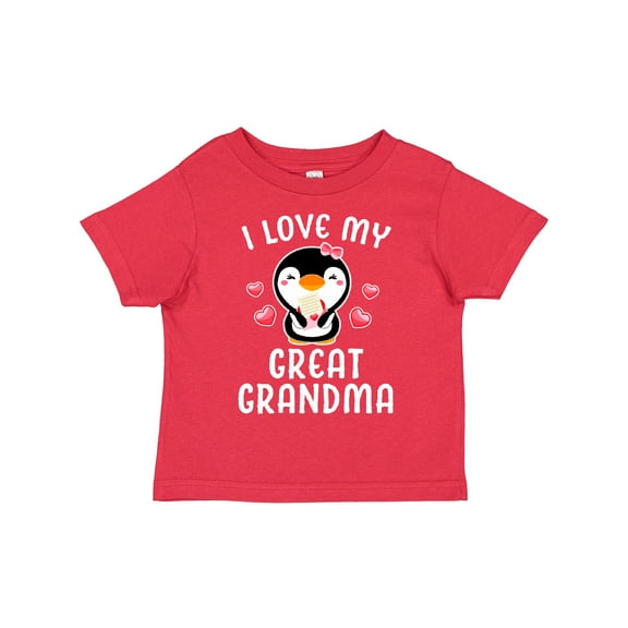 Inktastic I Love My Great Grandma with Cute Penguin and Hearts Girls Toddler T-Shirt