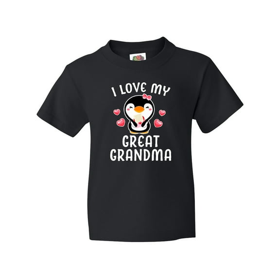 Inktastic I Love My Great Grandma with Cute Penguin and Hearts Youth T-Shirt