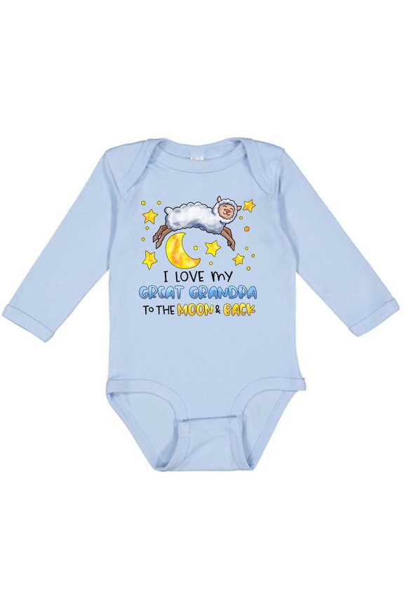 I Love My Great Grandpa to the Moon and Back Cute Sheep Boys or Girls Long Sleeve Baby Bodysuit