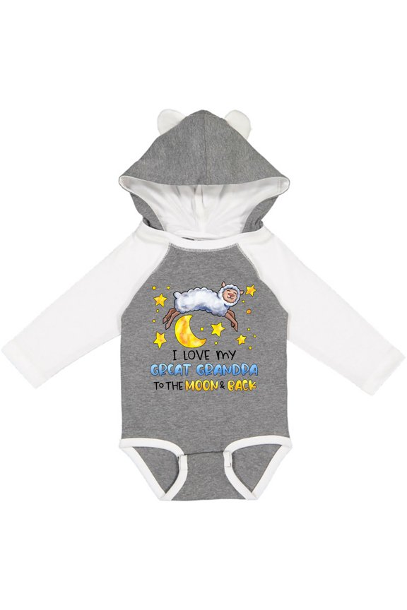 I Love My Great Grandpa to the Moon and Back Cute Sheep Boys or Girls Long Sleeve Baby Bodysuit