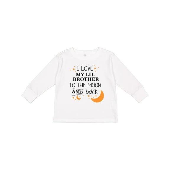 Inktastic I Love My Lil Brother to the Moon and Back Boys or Girls Long Sleeve Toddler T-Shirt