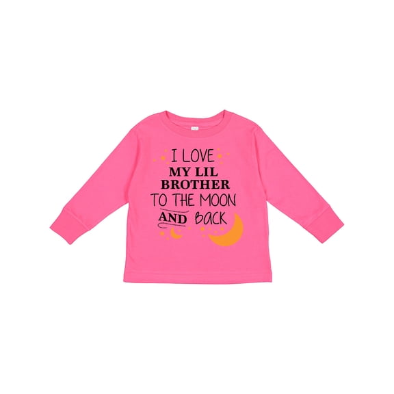 Inktastic I Love My Lil Brother to the Moon and Back Boys or Girls Long Sleeve Toddler T-Shirt