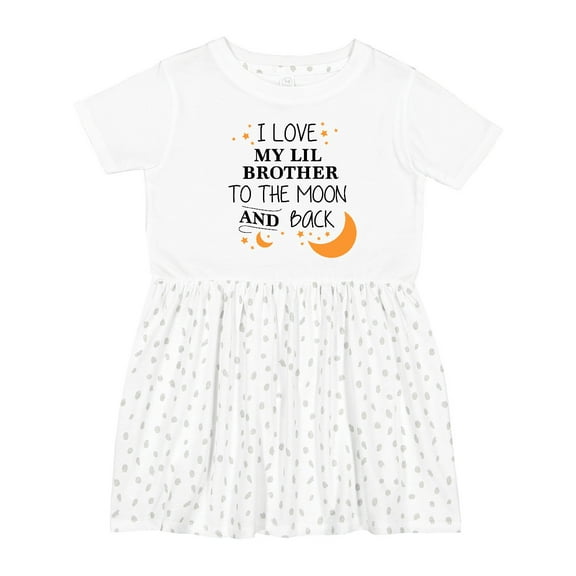 Inktastic I Love My Lil Brother to the Moon and Back Girls Toddler Dress