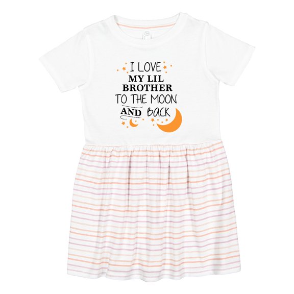 Inktastic I Love My Lil Brother to the Moon and Back Girls Toddler Dress