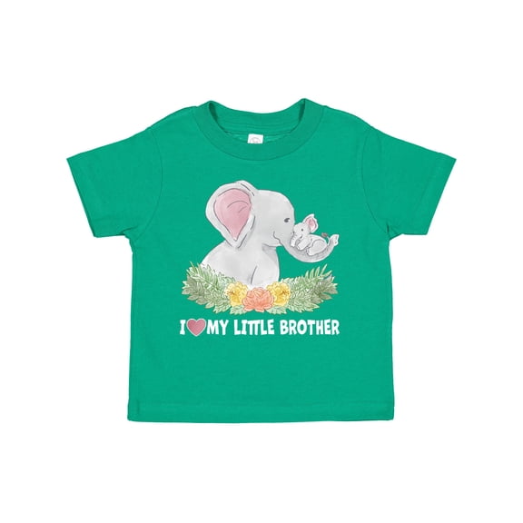 Inktastic I Love My Little Brother Elephant Family with Flowers Boys or Girls Toddler T-Shirt