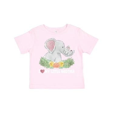 Inktastic I Love My Little Brother Elephant Family with Flowers Boys or Girls Toddler T-Shirt