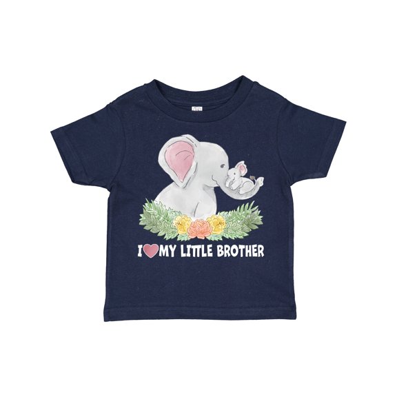 Inktastic I Love My Little Brother Elephant Family with Flowers Boys or Girls Toddler T-Shirt