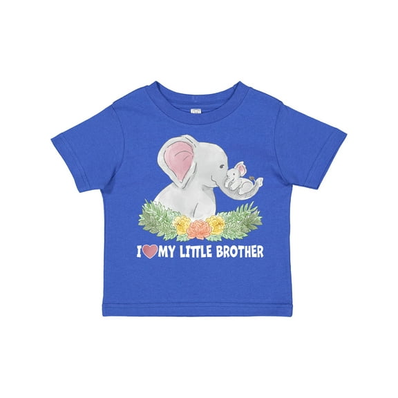 Inktastic I Love My Little Brother Elephant Family with Flowers Boys or Girls Toddler T-Shirt