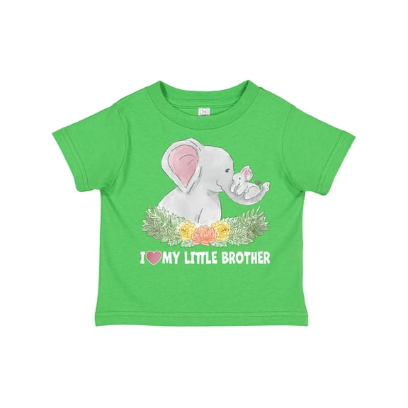 Inktastic I Love My Little Brother Elephant Family with Flowers Boys or Girls Toddler T-Shirt
