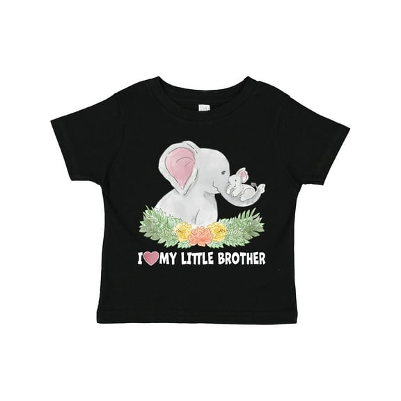 Inktastic I Love My Little Brother Elephant Family with Flowers Boys or Girls Toddler T-Shirt
