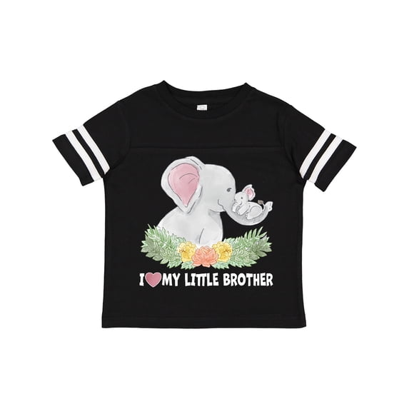 Inktastic I Love My Little Brother Elephant Family with Flowers Boys or Girls Toddler T-Shirt