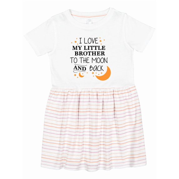 Inktastic I Love My Little Brother to the Moon and Back Girls Toddler Dress